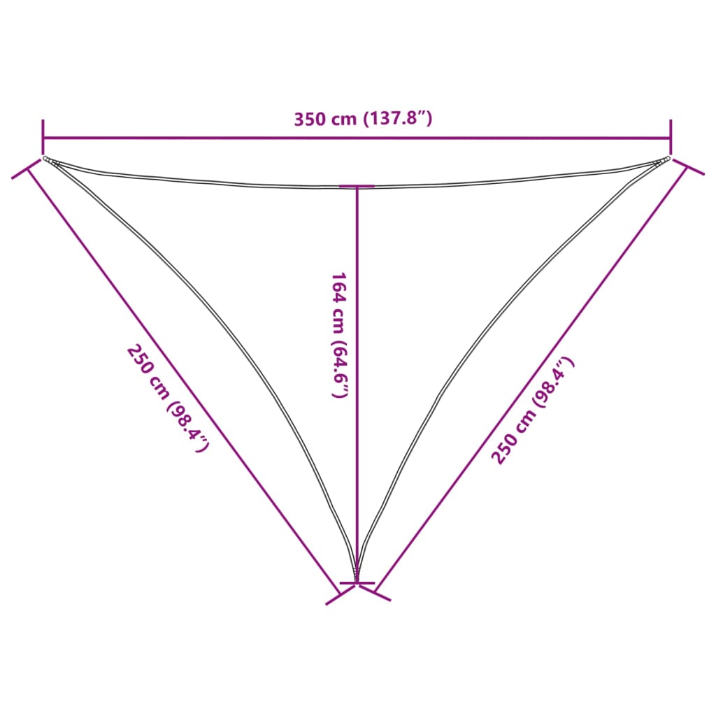 Narancssárga háromszögű oxford-szövet napvitorla 2,5x2,5x3,5 m Narancssárga háromszögű oxford-szövet napvitorla 2,5x2,5x3,5 m