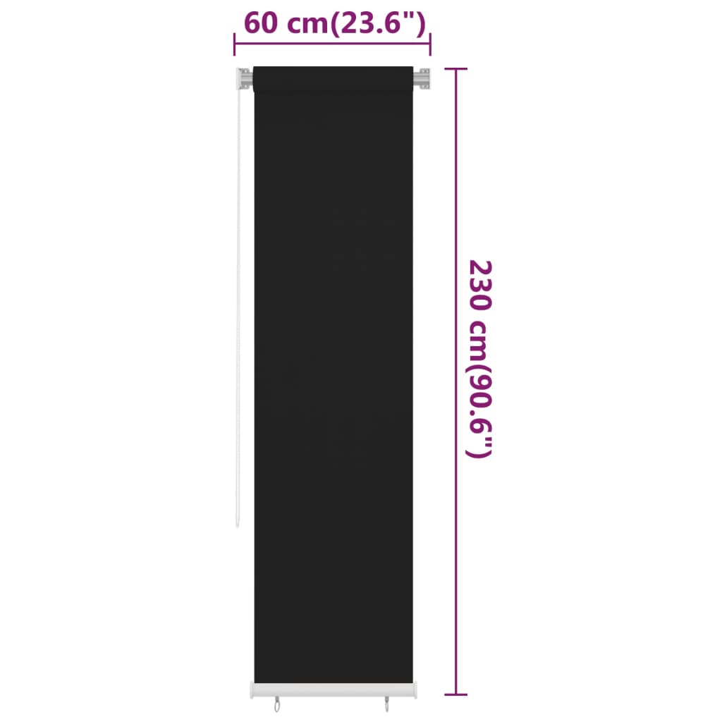 Fekete kültéri hdpe roló 60 x 230 cm
