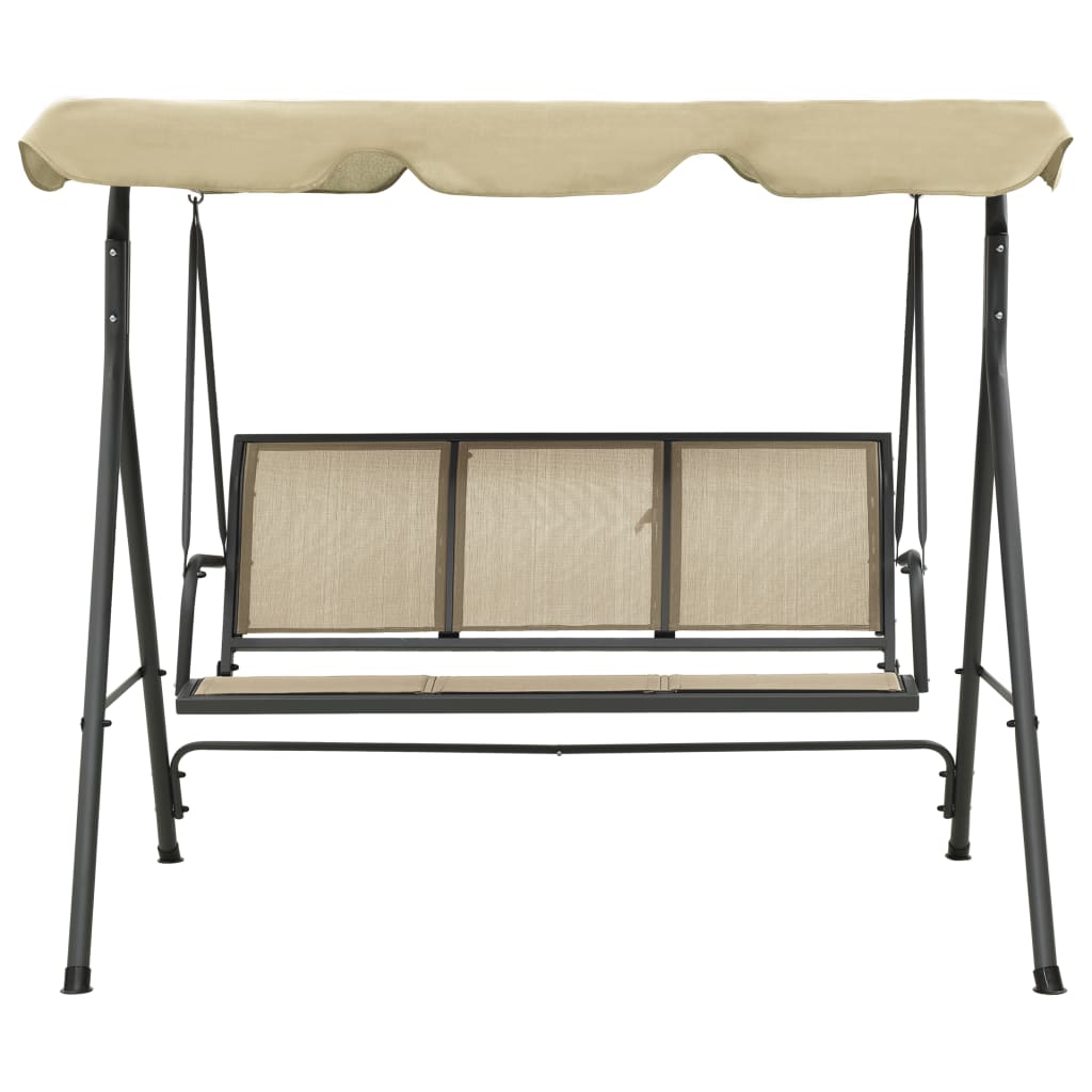 Antracitszürke és homokszínű kültéri hintaszék tetőponyvával