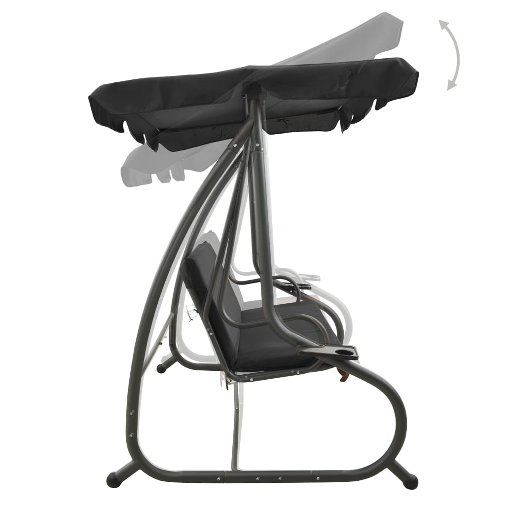 Antracitszürke kültéri hintapad tetőponyvával