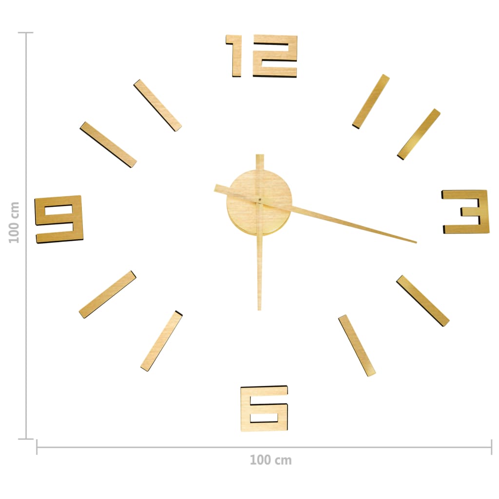 Aranyszínű modern 3d falióra 100 cm xxl