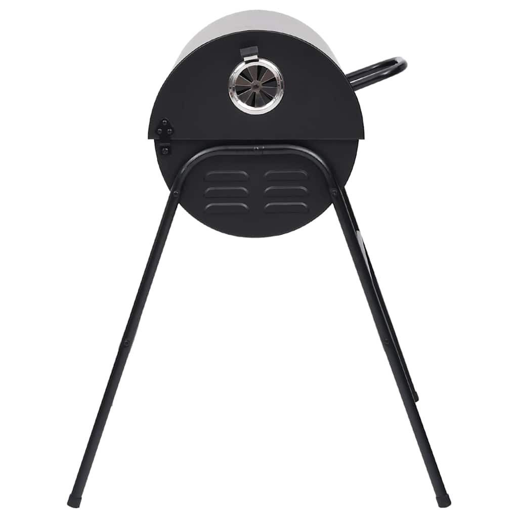 Fekete acél henger alakú grillsütő 2 sütőráccsal 80x95x90 cm