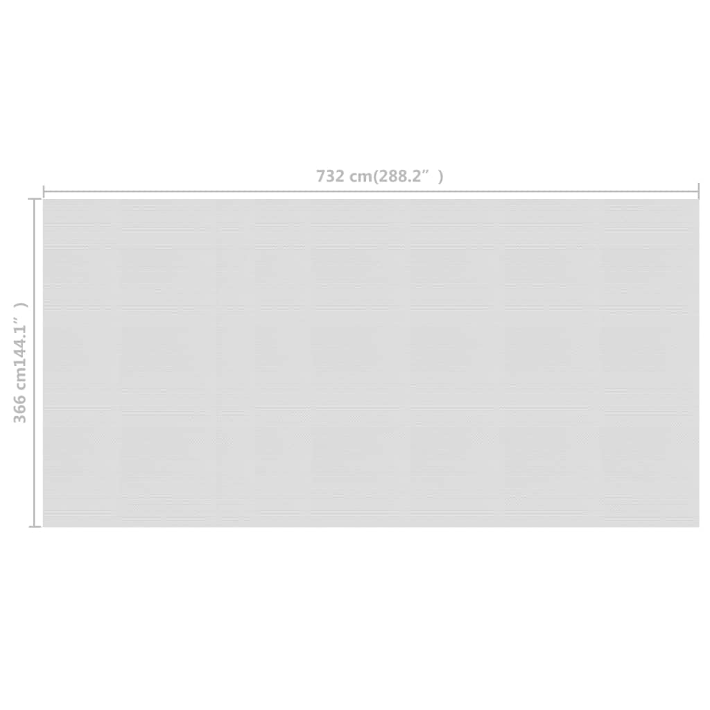 Szürke napelemes lebegő pe medencefólia 732 x 366 cm
