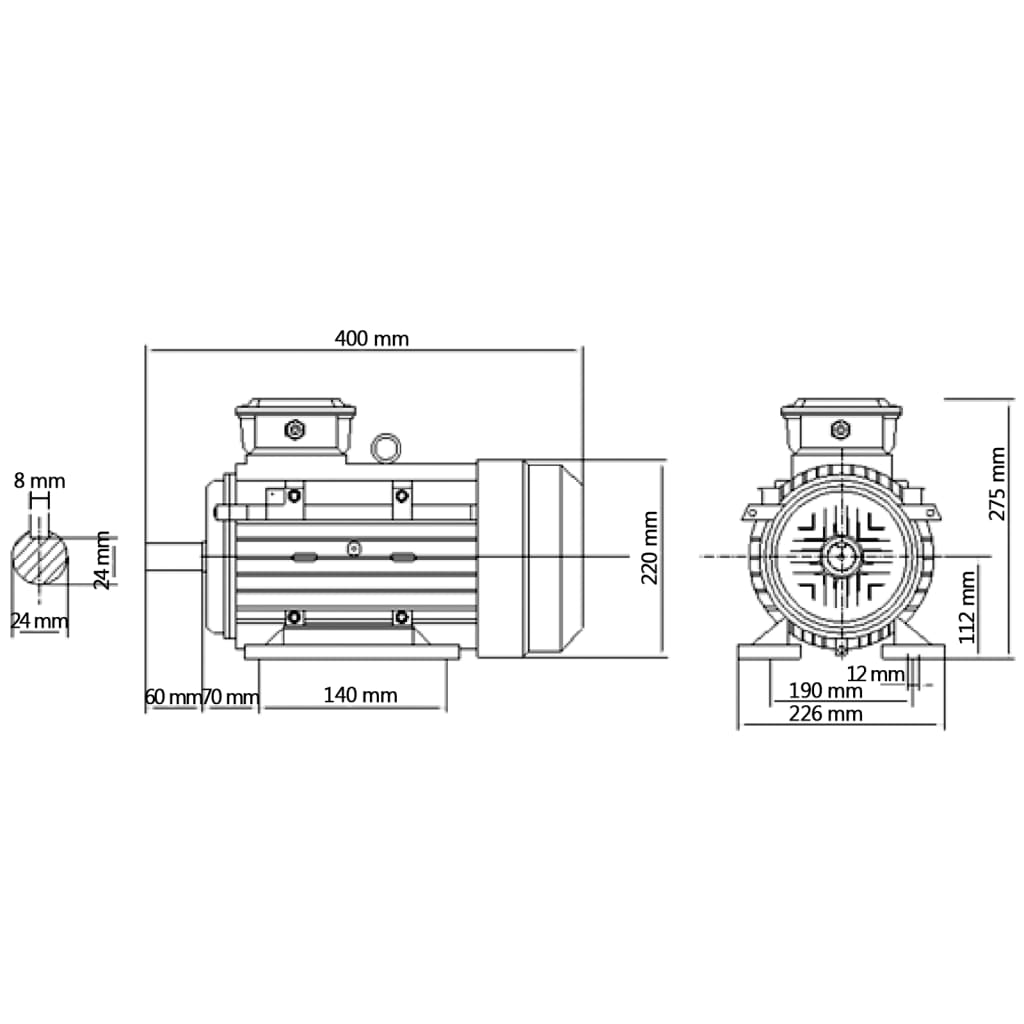 2 pólusú 3 fázisú alumínium elektromos motor 4kw/5,5le 2840 f/p