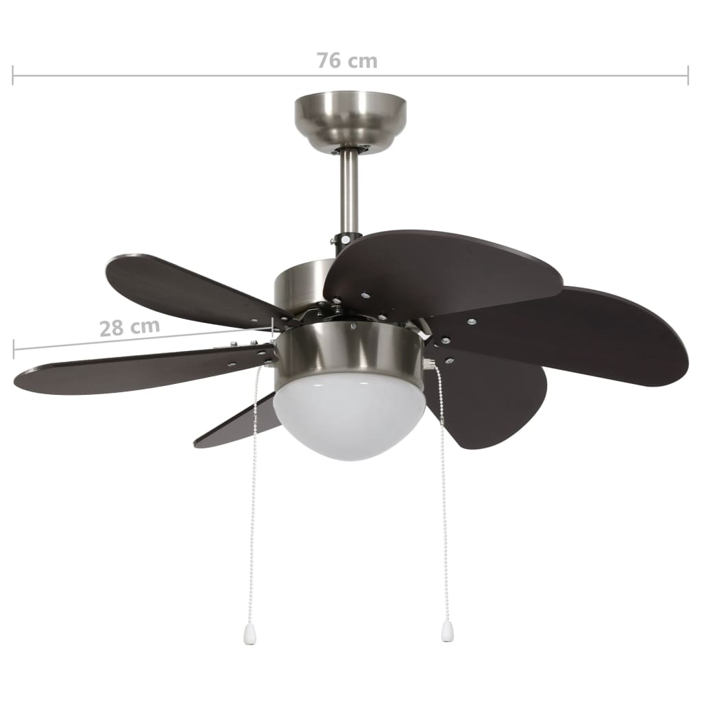 Sötétbarna mennyezeti ventilátor lámpával 76 cm Sötétbarna mennyezeti ventilátor lámpával 76 cm