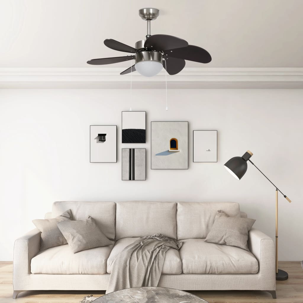 Sötétbarna mennyezeti ventilátor lámpával 76 cm Sötétbarna mennyezeti ventilátor lámpával 76 cm