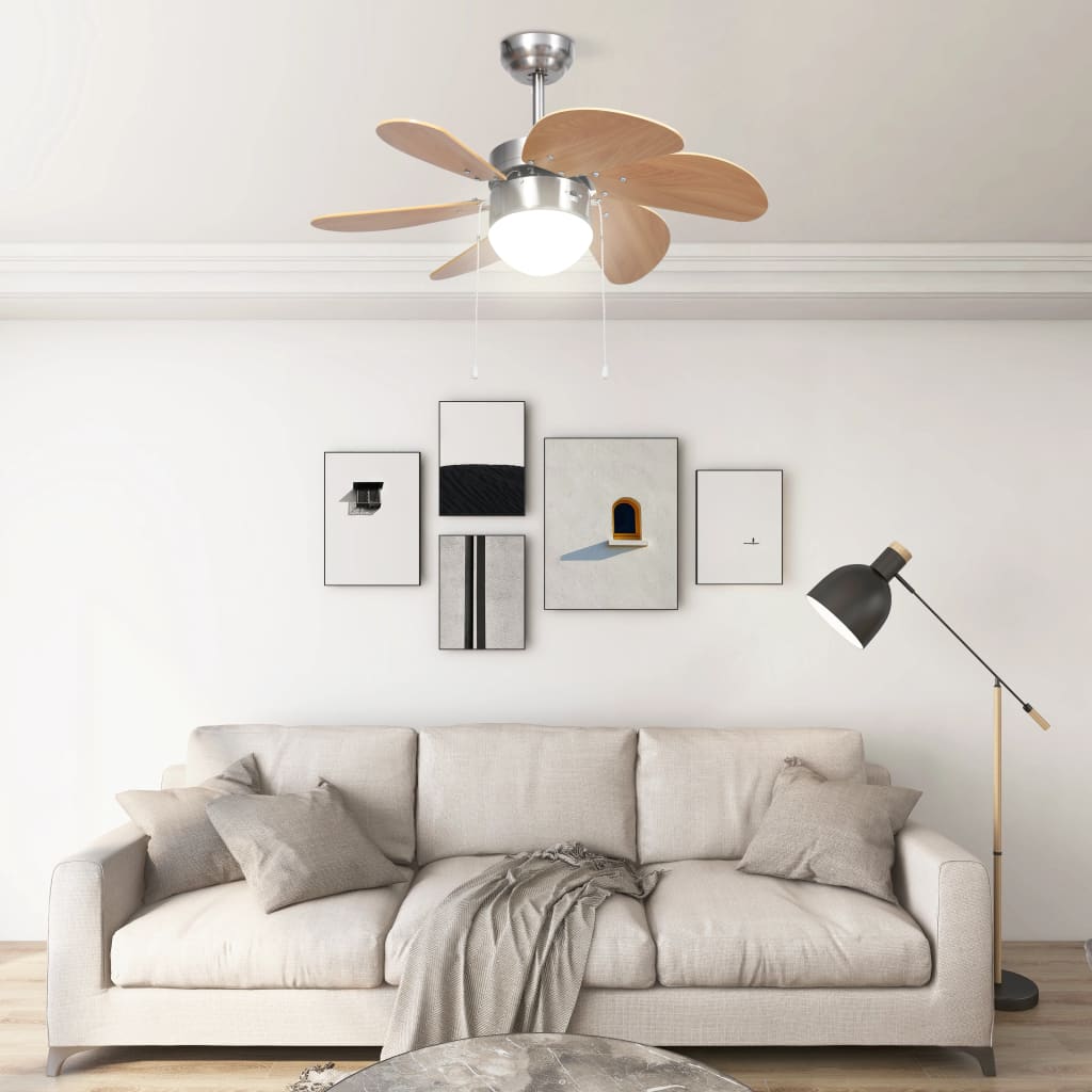 Világosbarna mennyezeti ventilátor lámpával 76 cm Világosbarna mennyezeti ventilátor lámpával 76 cm