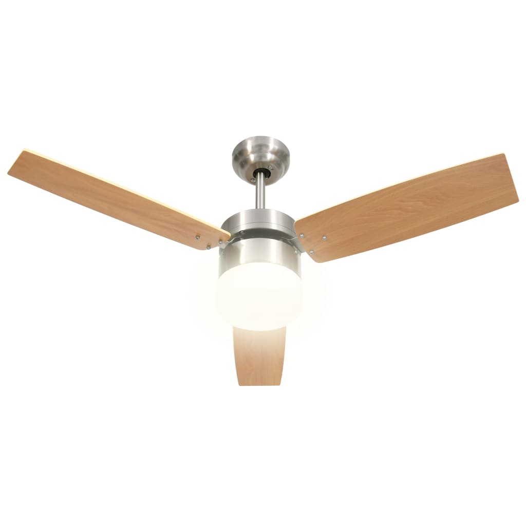 Világosbarna távirányítós mennyezeti ventilátor lámpával 108 cm Világosbarna távirányítós mennyezeti ventilátor lámpával 108 cm
