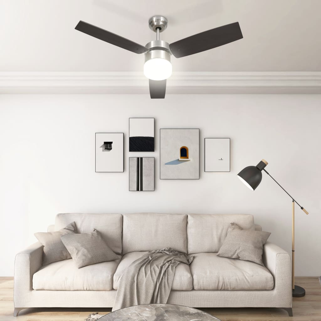 Sötétbarna távirányítós mennyezeti ventilátor lámpával 108 cm Sötétbarna távirányítós mennyezeti ventilátor lámpával 108 cm