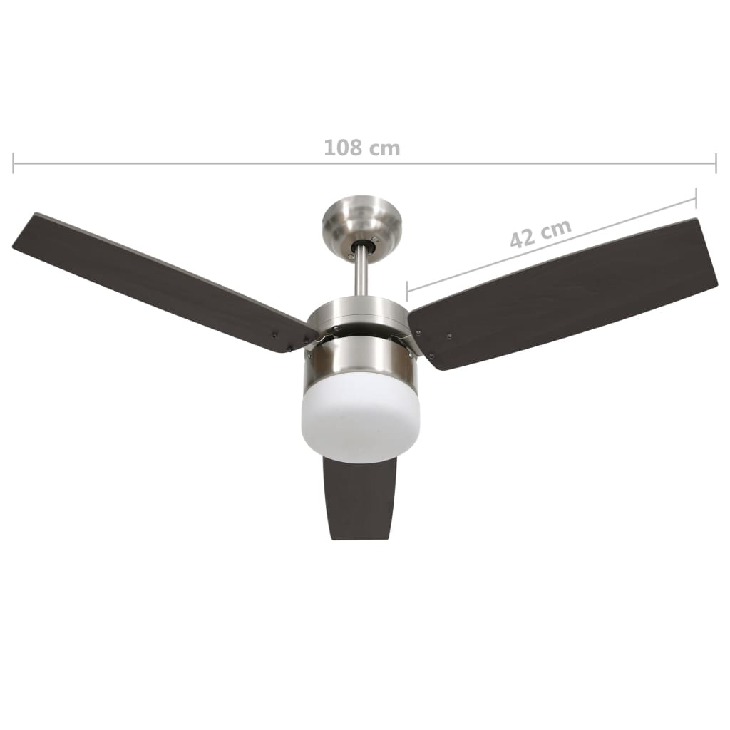 Sötétbarna távirányítós mennyezeti ventilátor lámpával 108 cm Sötétbarna távirányítós mennyezeti ventilátor lámpával 108 cm