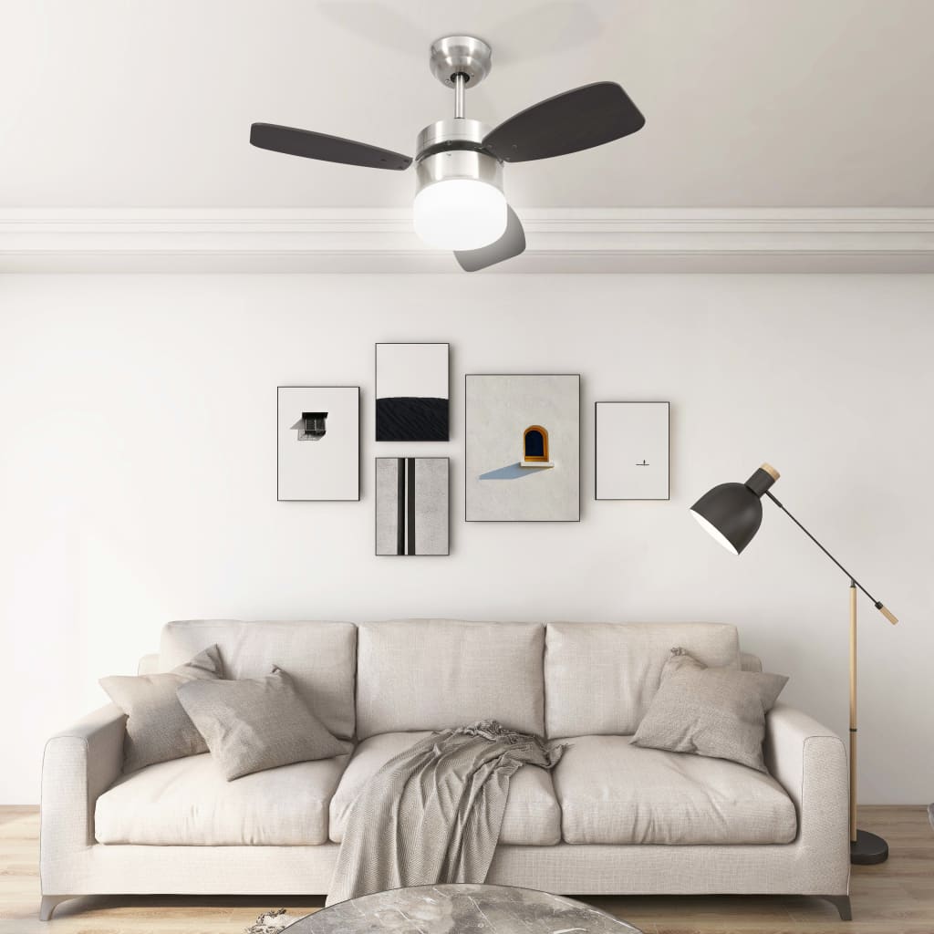 Sötétbarna távirányítós mennyezeti ventilátor lámpával 76 cm Sötétbarna távirányítós mennyezeti ventilátor lámpával 76 cm