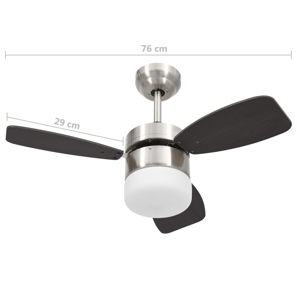 Sötétbarna távirányítós mennyezeti ventilátor lámpával 76 cm Sötétbarna távirányítós mennyezeti ventilátor lámpával 76 cm