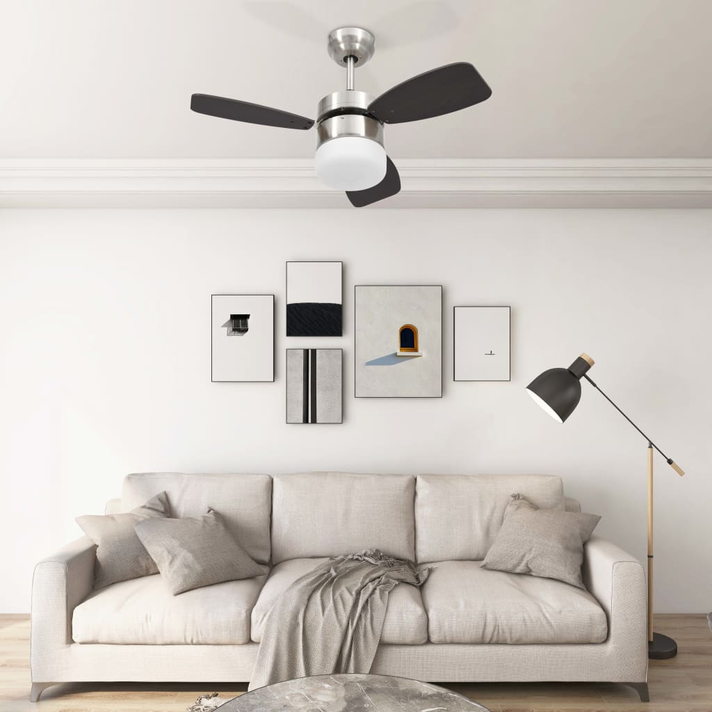 Sötétbarna távirányítós mennyezeti ventilátor lámpával 76 cm Sötétbarna távirányítós mennyezeti ventilátor lámpával 76 cm