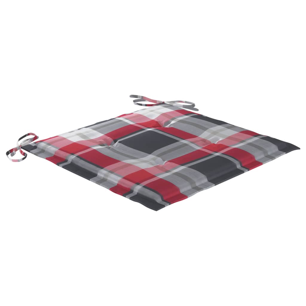 4 db piros kockás kertiszék-párna 50 x 50 x 4 cm