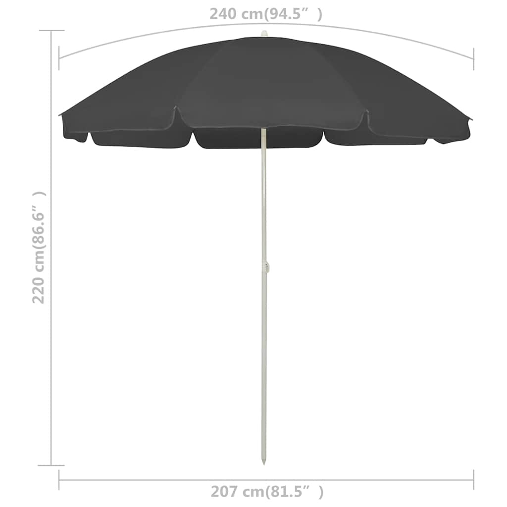Antracitszürke strandnapernyő 240 cm