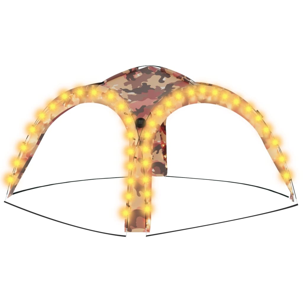 Terepszínű rendezvénysátor led-del/4 oldalfallal 3,6x3,6x2,3 m