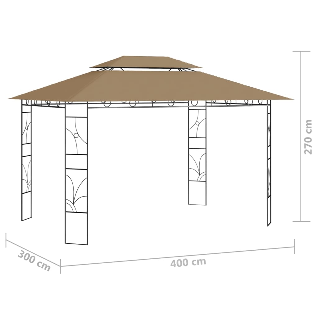 Tópszínű pavilon 4 x 3 x 2,7 m 160 g/m²