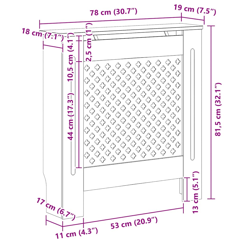 Szürke mdf radiátorburkolat 78 cm