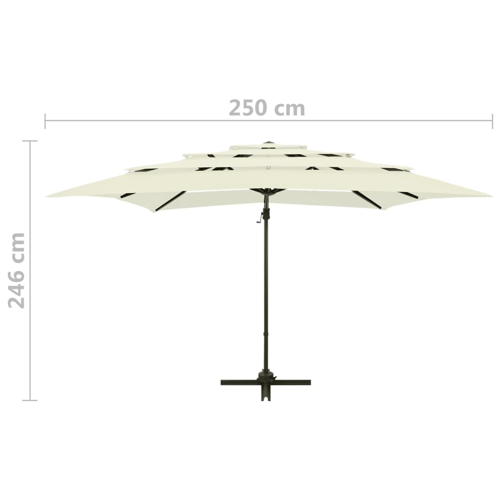 4 szintes homokszínű napernyő alumíniumrúddal 250 x 250 cm