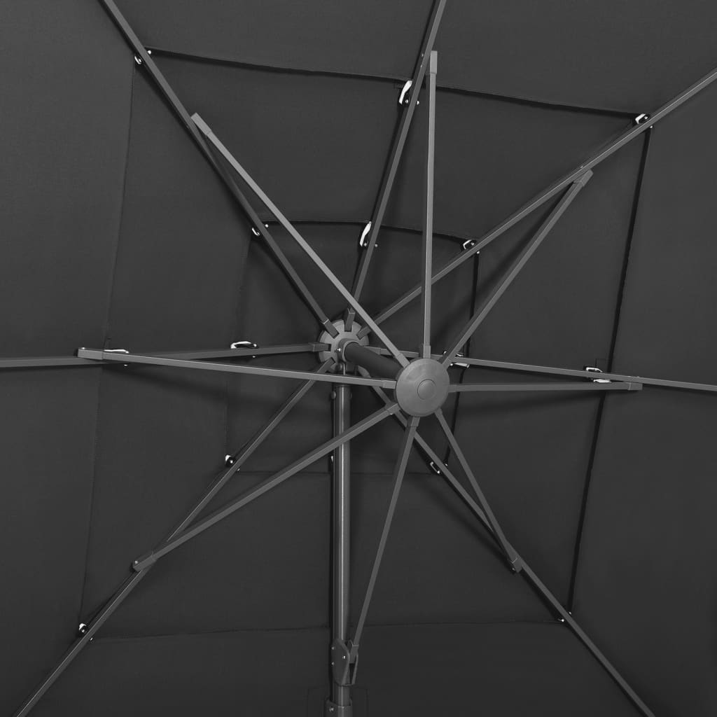 4 szintes antracitszürke napernyő alumíniumrúddal 250 x 250 cm