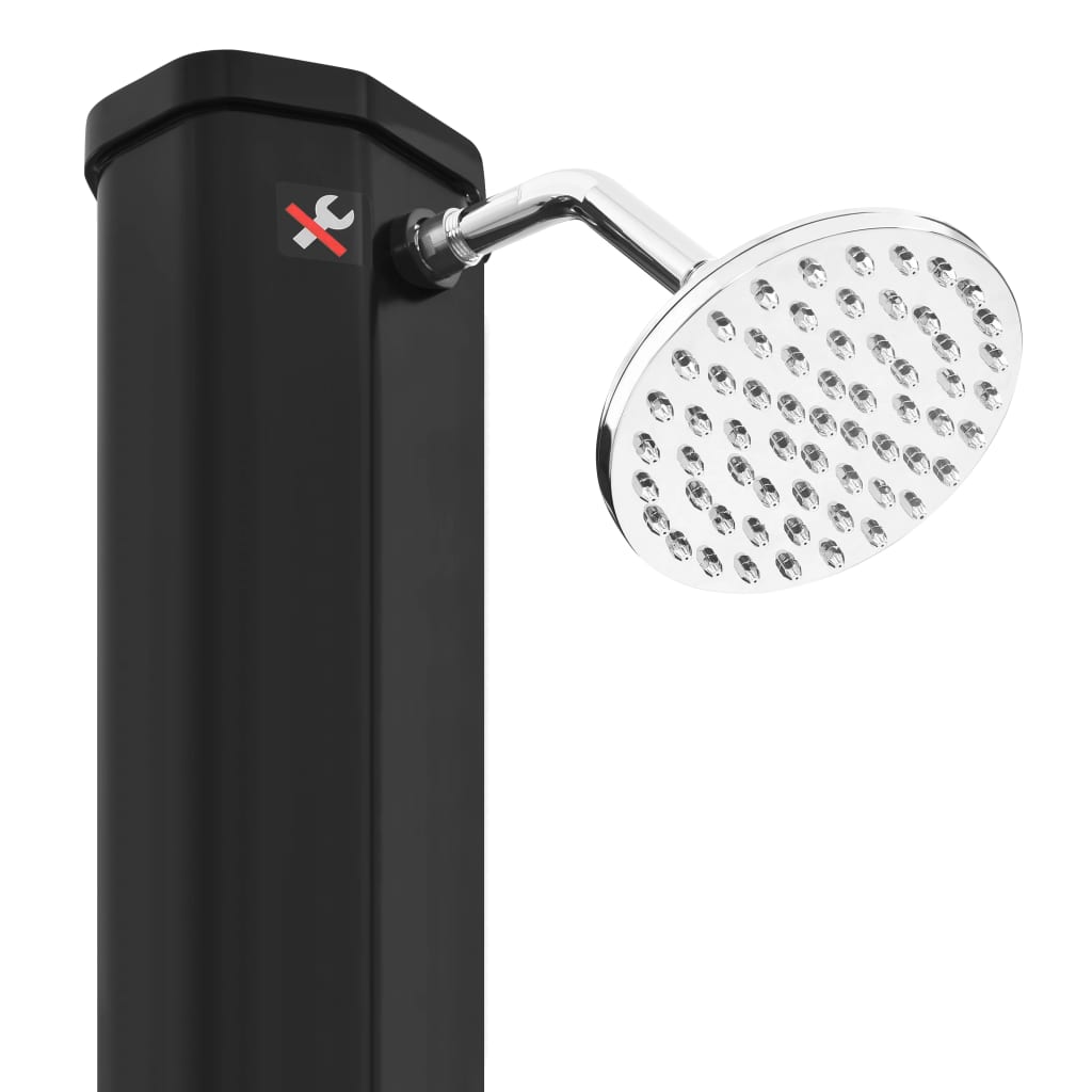Fekete kültéri szolárzuhany zuhanyfejjel és csappal 35 l Fekete kültéri szolárzuhany zuhanyfejjel és csappal 35 l