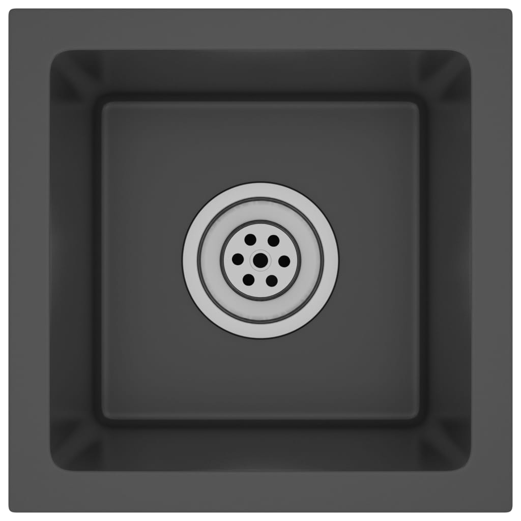 Fekete kézzel készült rozsdamentes acél mosogató