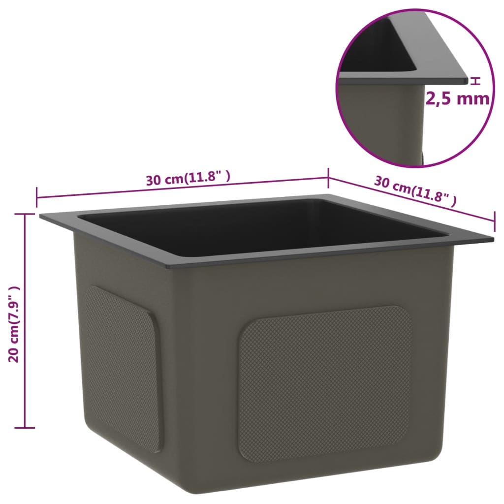 Fekete kézzel készült rozsdamentes acél mosogató