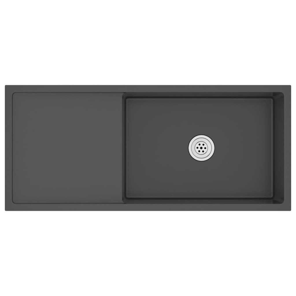 Fekete kézzel készült rozsdamentes acél mosogató