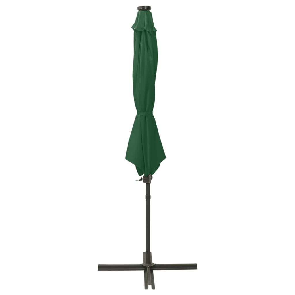 Zöld konzolos napernyő rúddal és led-fényekkel 300 cm