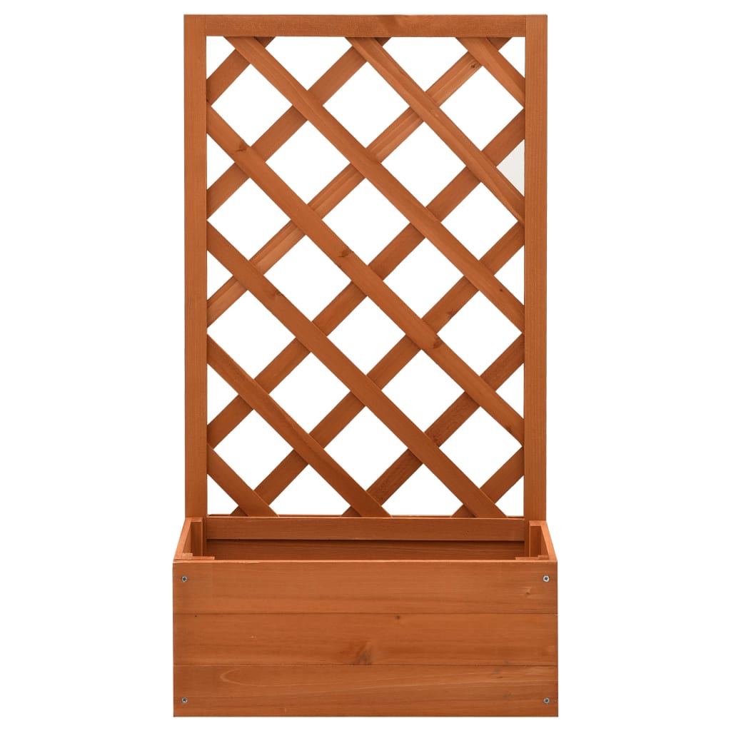 Narancssárga tömör fenyőfa rácsos kerti ültetőláda 50x25x90 cm