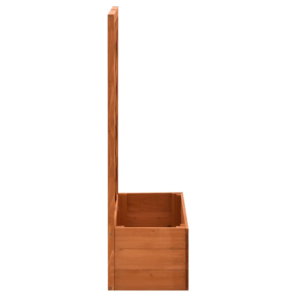 Narancssárga tömör fenyőfa rácsos kerti ültetőláda 50x25x90 cm
