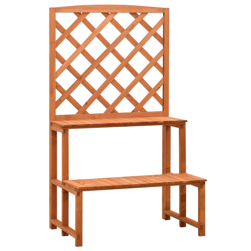 Narancssárga tömör fenyőfa rácsos növényállvány 70x42x120 cm