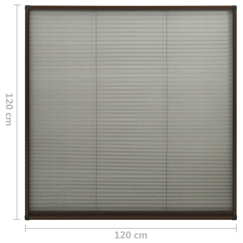 Barna alumínium pliszé ablakszúnyogháló 120 x 120 cm