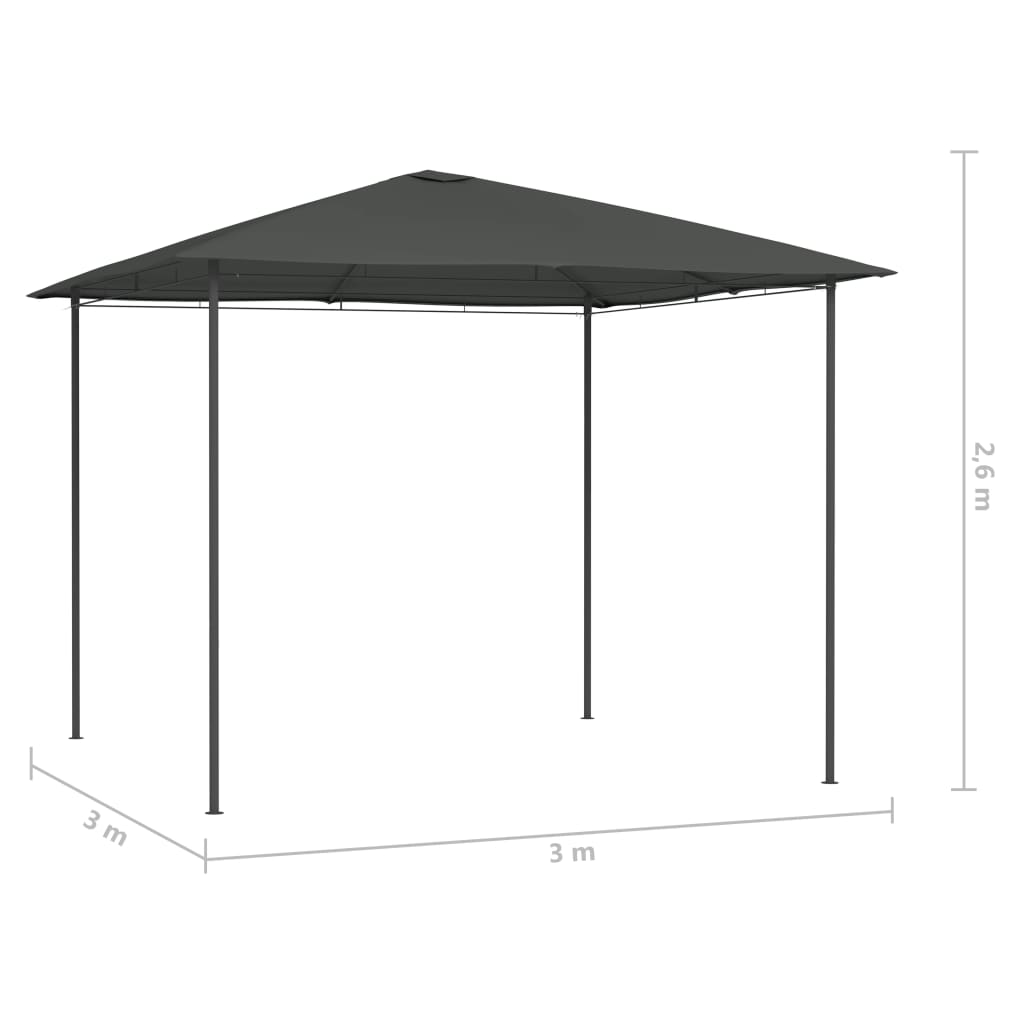 Antracitszürke pavilon 3 x 3 x 2,6 m 160 g/m² Antracitszürke pavilon 3 x 3 x 2,6 m 160 g/m²