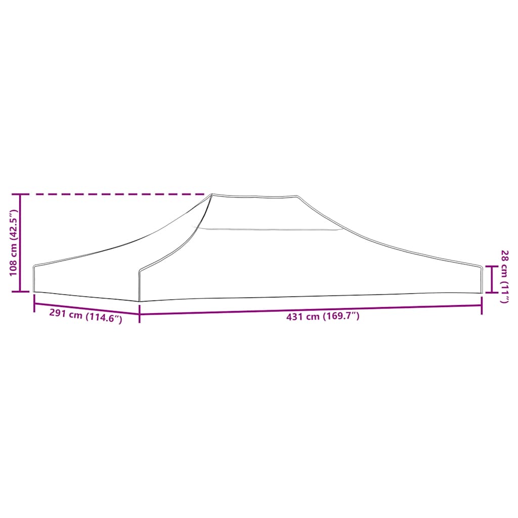 Antracitszürke tető partisátorhoz 4,5 x 3 m 270 g/m²