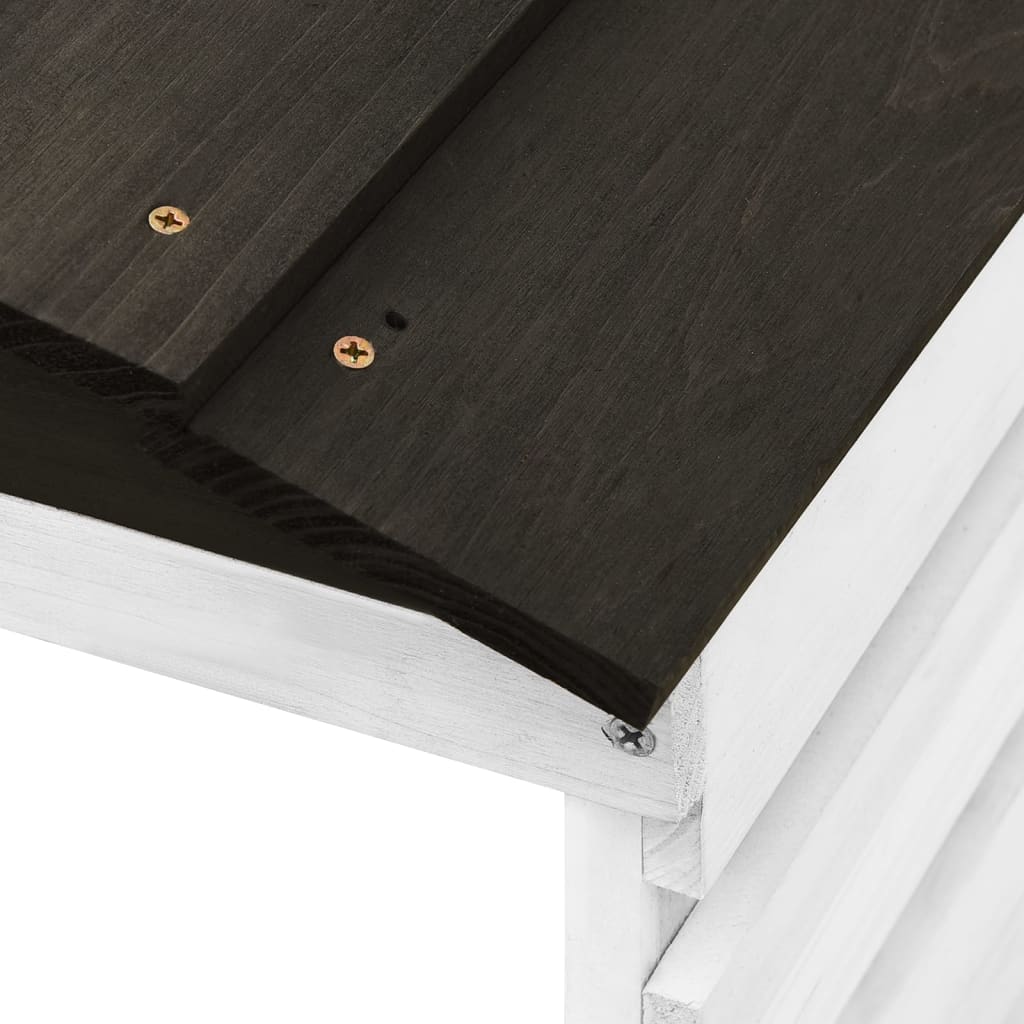 Fekete és fehér fenyőfa robotfűnyíró-tároló 78 x 74 x 54 cm