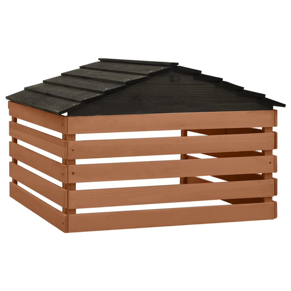 Fekete és barna fenyőfa robotfűnyíró-tároló 78 x 74 x 54 cm