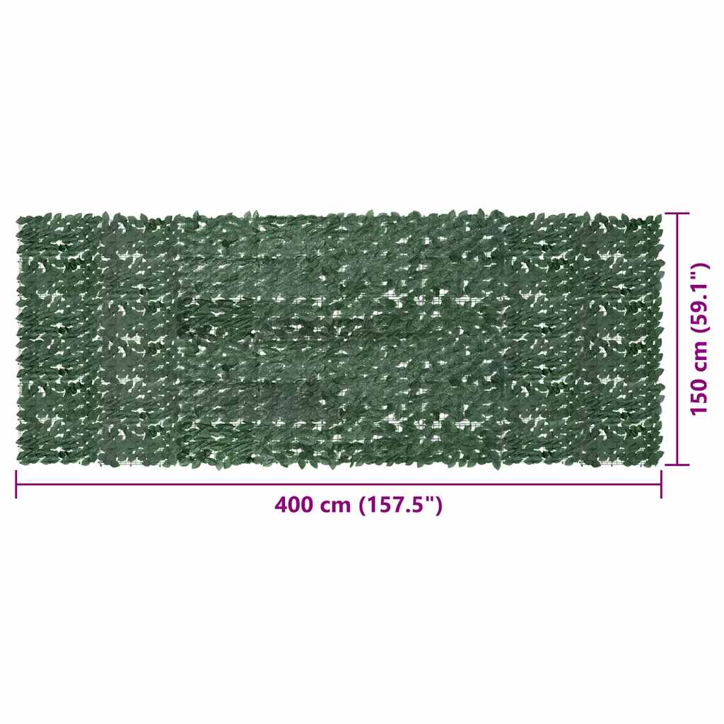 Sötétzöld leveles erkélyparaván 400 x 150 cm