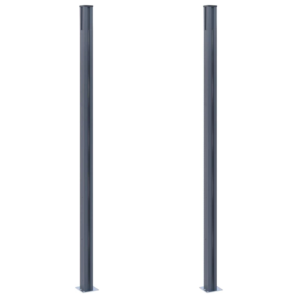 2 db sötétszürke alumínium kerítésoszlop 185 cm