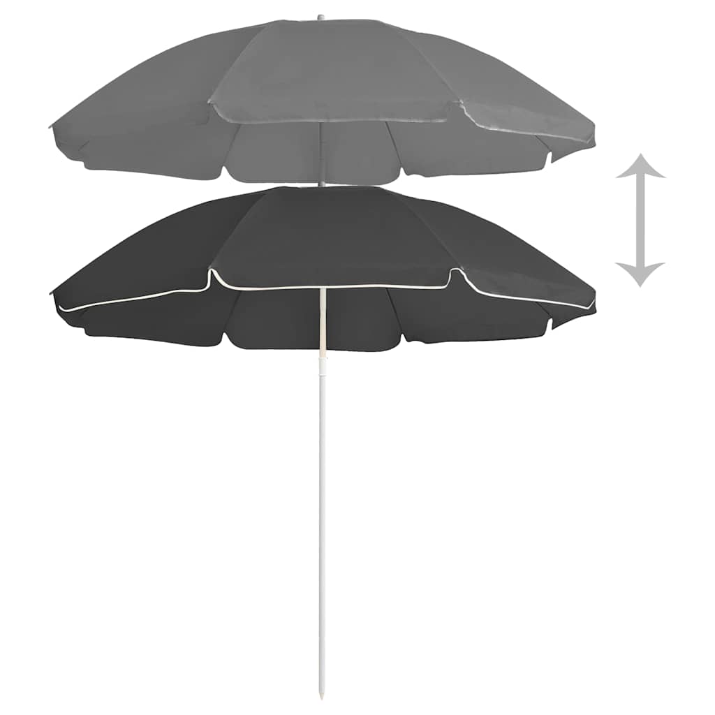 Antracitszürke kültéri napernyő acél rúddal 180 cm