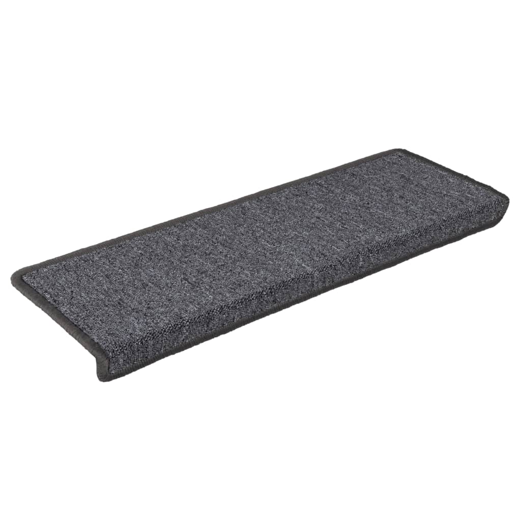 15 db sötétszürke lépcsőszőnyeg, téglalap alakú széllel, 65 x 21 x 4 cm