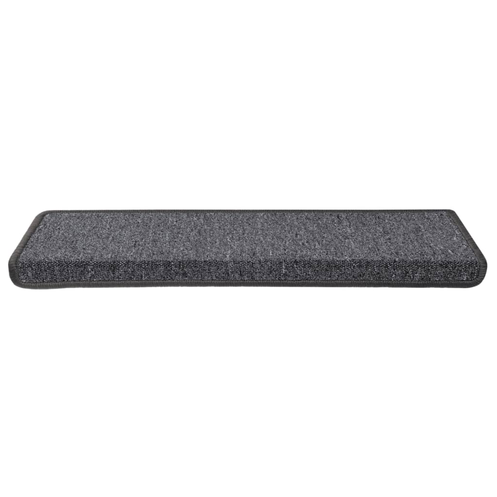 15 db sötétszürke lépcsőszőnyeg, téglalap alakú széllel, 65 x 21 x 4 cm