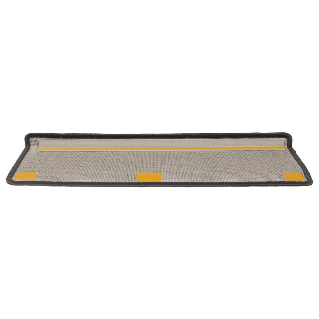 15 db sötétszürke lépcsőszőnyeg, téglalap alakú széllel, 65 x 21 x 4 cm