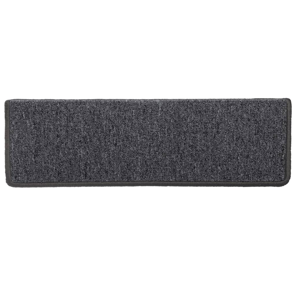 15 db sötétszürke lépcsőszőnyeg, téglalap alakú széllel, 65 x 21 x 4 cm