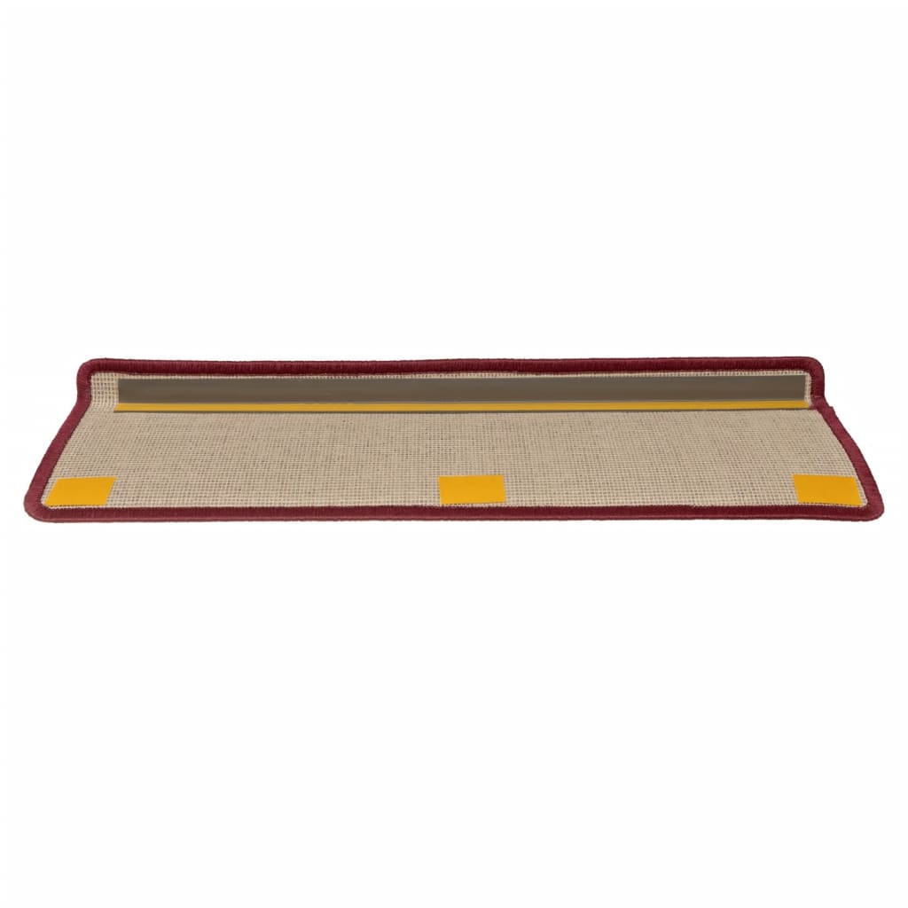15 db lépcsőszőnyeg 65 x 21 x 4 cm bordó téglalap alakú széllel