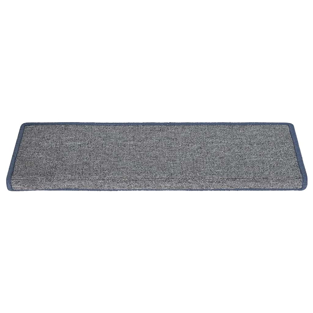 15 db világosszürke és kék lépcsőszőnyeg, téglalap alakú széllel, 65 x 21 x 4 cm