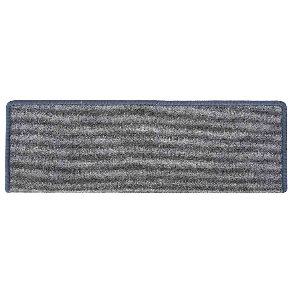 15 db világosszürke és kék lépcsőszőnyeg, téglalap alakú széllel, 65 x 21 x 4 cm