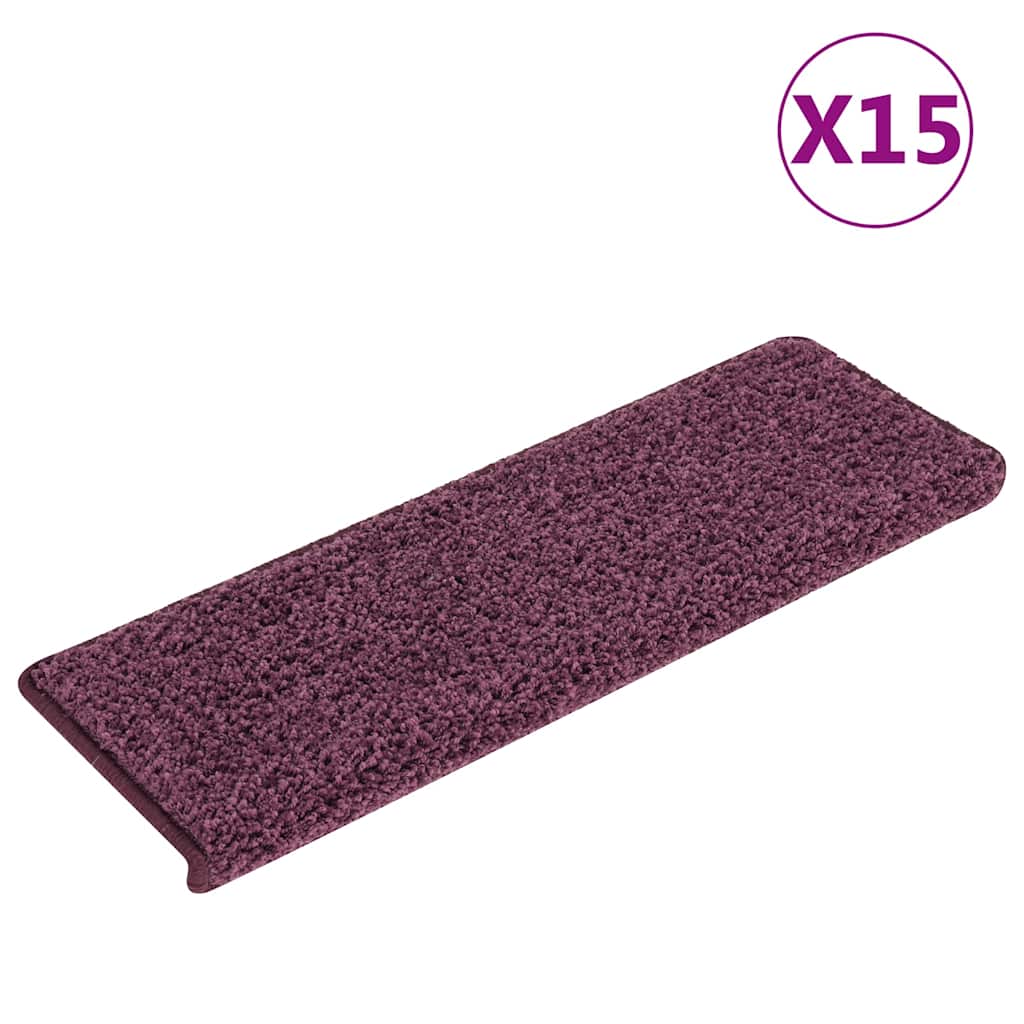 15 db lépcsőszőnyeg, 65 x 21 x 4 cm, sötétlila, téglalap alakú széllel