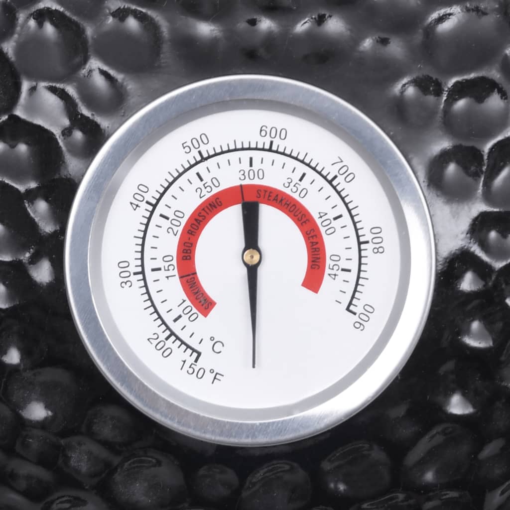 Fekete kerámia 2 az 1-ben kamado grillsütő füstölővel 56 cm