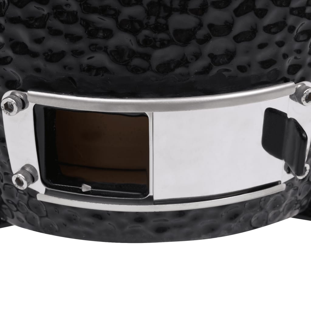 Fekete kerámia 2 az 1-ben kamado grillsütő füstölővel 56 cm